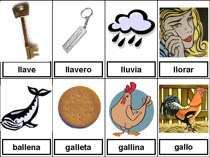 llavero lluvia llorar ballena galleta gallina gallo 