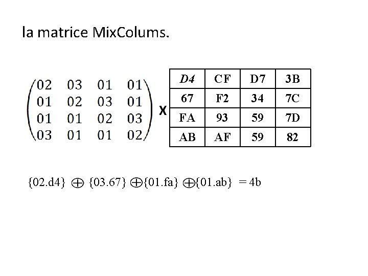la matrice Mix. Colums. D 4 CF D 7 3 B 67 F 2 la matrice Mix. Colums. D 4 CF D 7 3 B 67 F 2