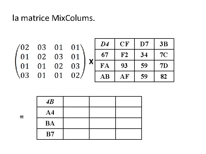 la matrice Mix. Colums. D 4 CF D 7 3 B 67 F 2