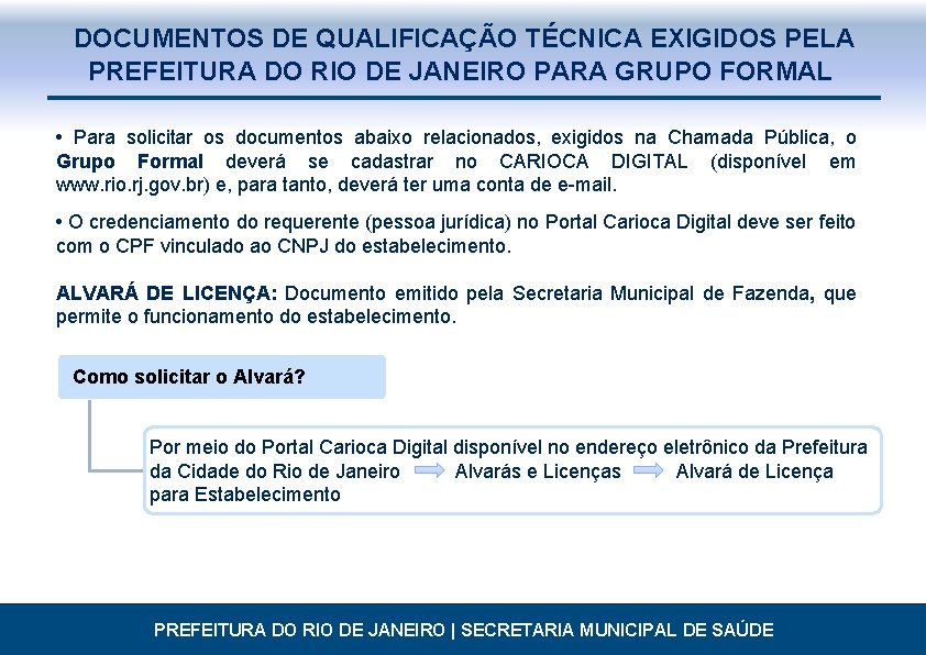  DOCUMENTOS DE QUALIFICAÇÃO TÉCNICA EXIGIDOS PELA PREFEITURA DO RIO DE JANEIRO PARA GRUPO