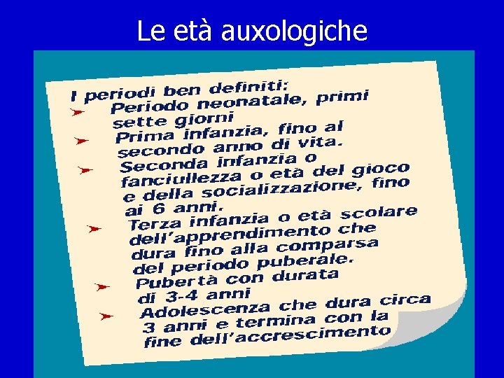 Le età auxologiche 