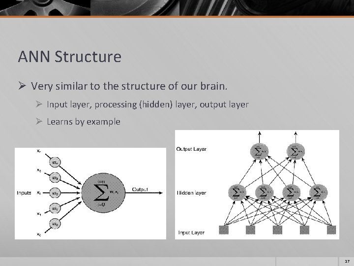 ANN Structure Ø Very similar to the structure of our brain. Ø Input layer, ANN Structure Ø Very similar to the structure of our brain. Ø Input layer,
