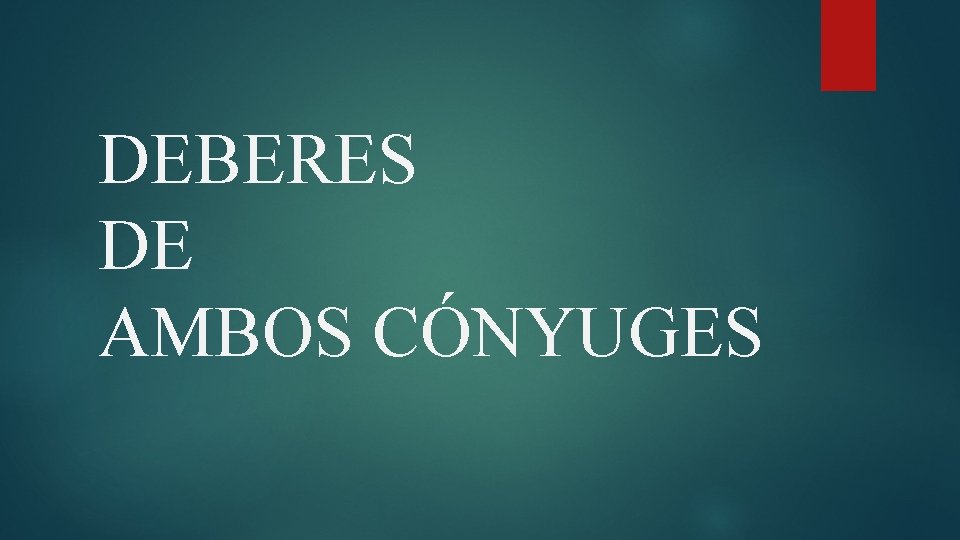 DEBERES DE AMBOS CÓNYUGES 