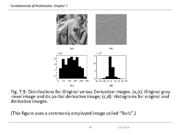 Fundamentals of Multimedia, Chapter 7 Fig. 7. 9: Distributions for Original versus Derivative Images.