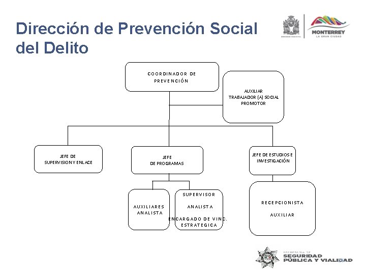 Dirección de Prevención Social del Delito COORDINADOR DE PREVENCIÓN AUXILIAR TRABAJADOR (A) SOCIAL PROMOTOR
