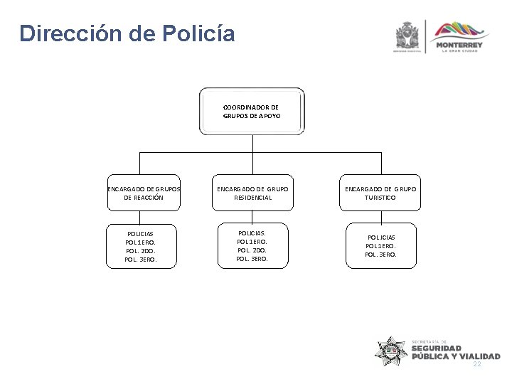 Dirección de Policía COORDINADOR DE GRUPOS DE APOYO ENCARGADO DE GRUPOS DE REACCIÓN POLICIAS
