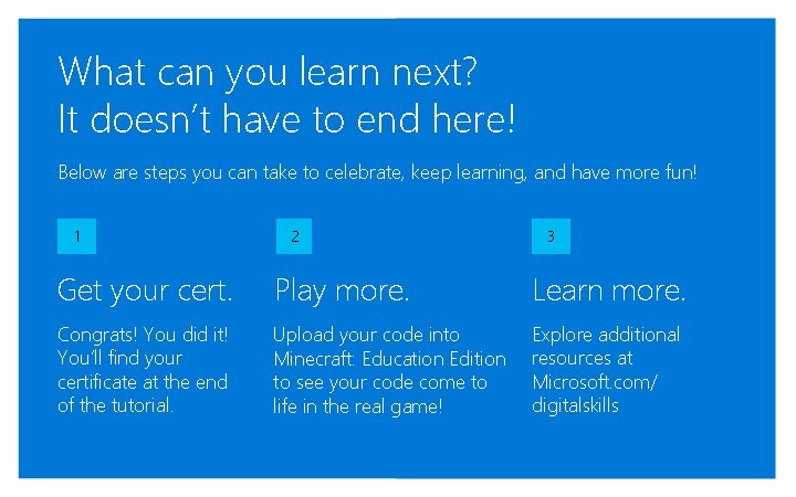 What can you learn next? It doesn’t have to end here! Below are steps