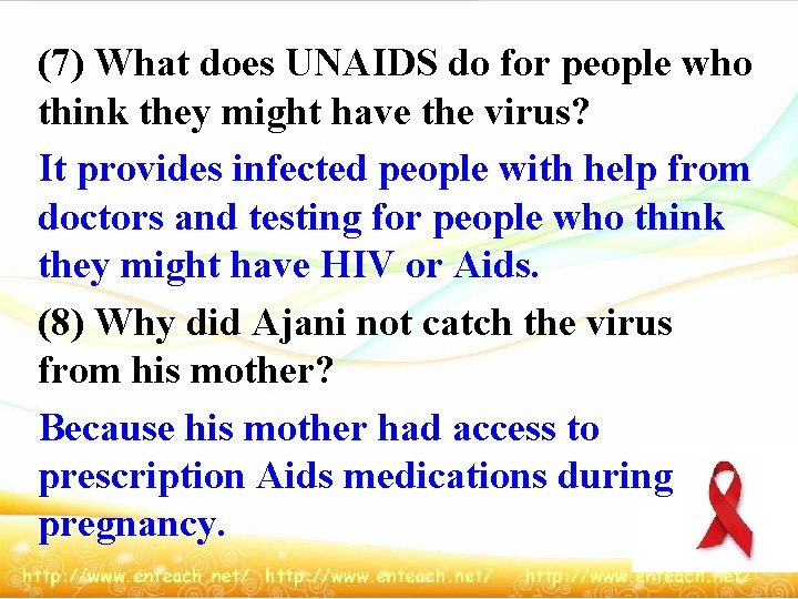 (7) What does UNAIDS do for people who think they might have the virus?