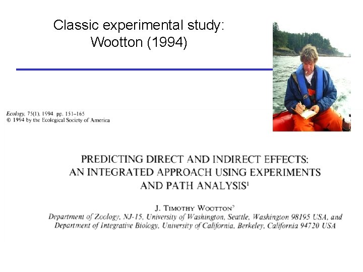 Classic experimental study: Wootton (1994) 
