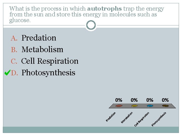 What is the process in which autotrophs trap the energy from the sun and