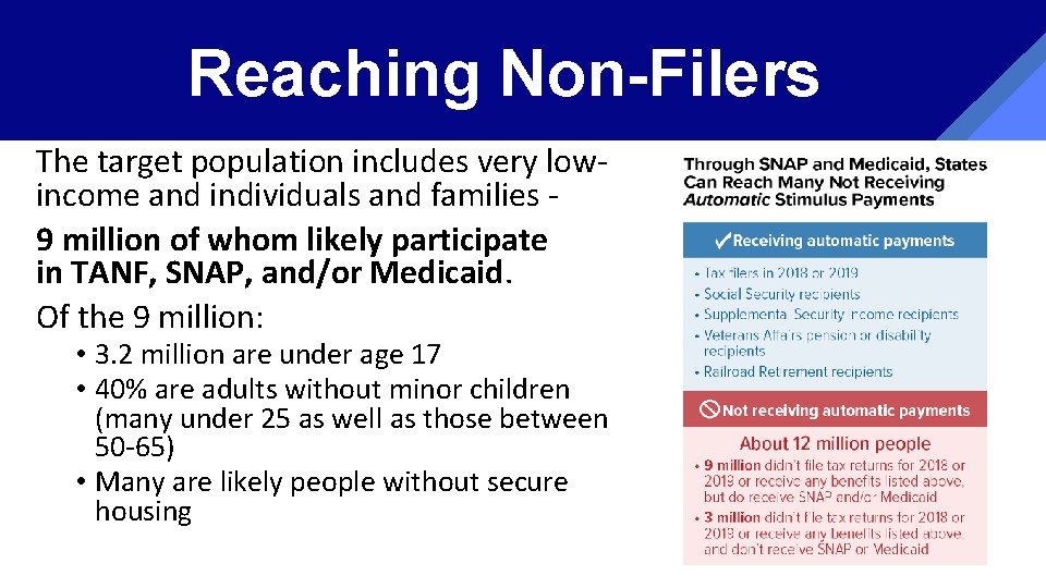 Reaching Non-Filers The target population includes very lowincome and individuals and families - 9