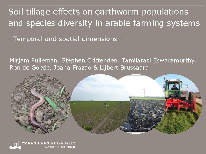 Soil tillage effects on earthworm populations and species diversity in arable farming systems -