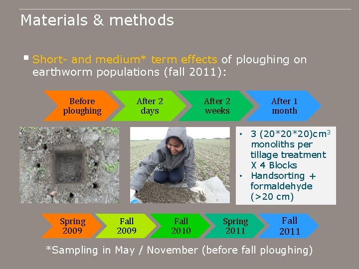 Materials & methods § Short- and medium* term effects of ploughing on earthworm populations