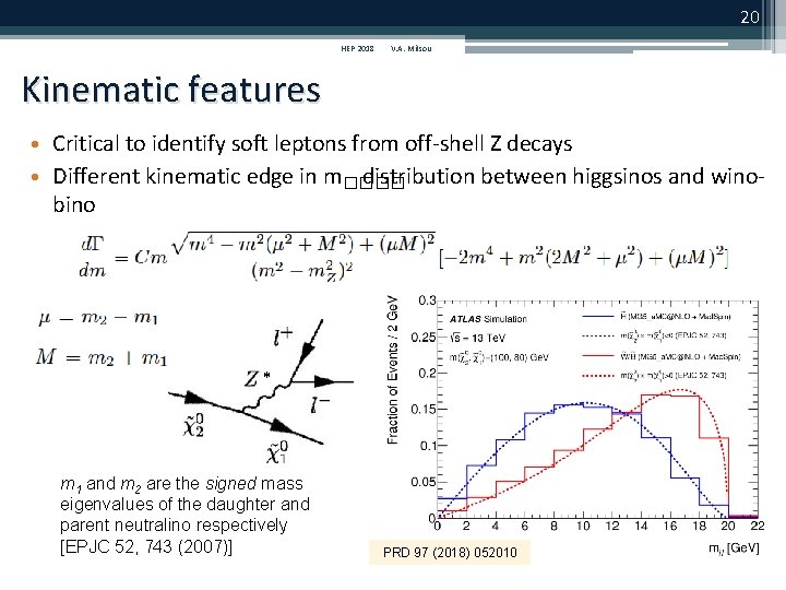 20 HEP 2018 V. A. Mitsou Kinematic features • Critical to identify soft leptons 20 HEP 2018 V. A. Mitsou Kinematic features • Critical to identify soft leptons