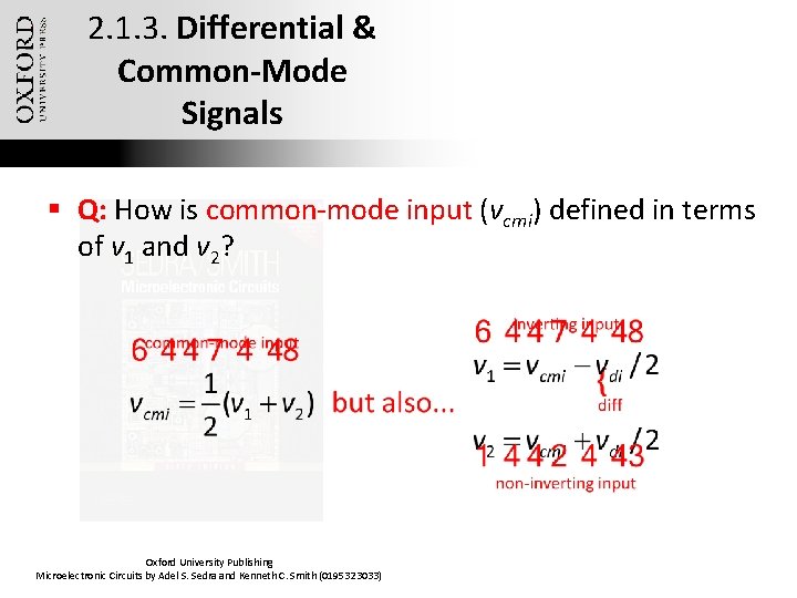 2. 1. 3. Differential & Common-Mode Signals § Q: How is common-mode input (vcmi)