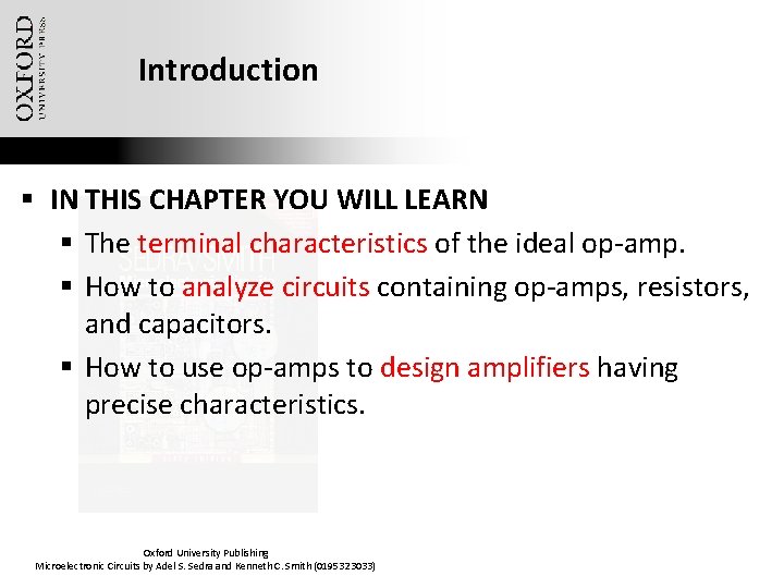 Introduction § IN THIS CHAPTER YOU WILL LEARN § The terminal characteristics of the