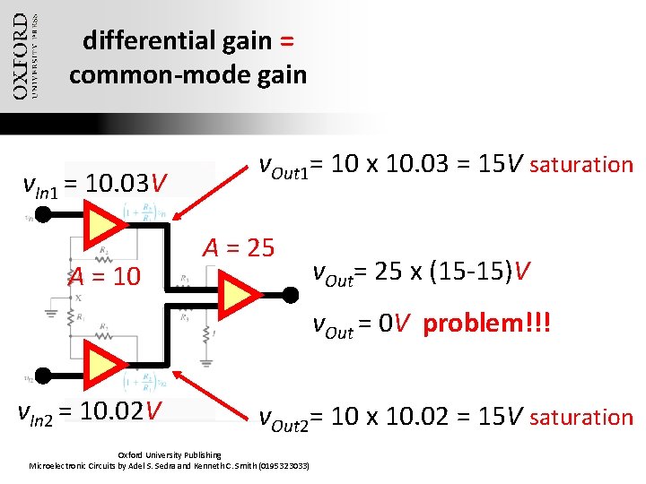 differential gain = common-mode gain v. In 1 = 10. 03 V A =