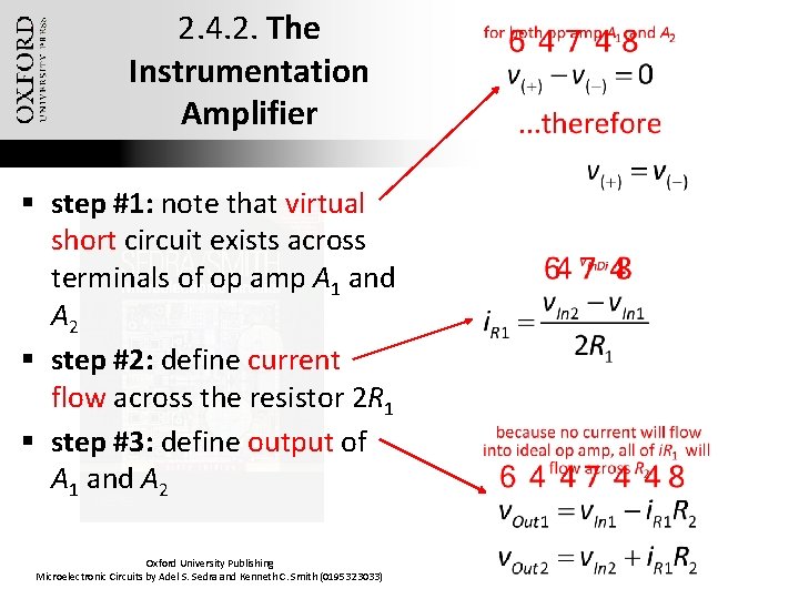 2. 4. 2. The Instrumentation Amplifier § step #1: note that virtual short circuit