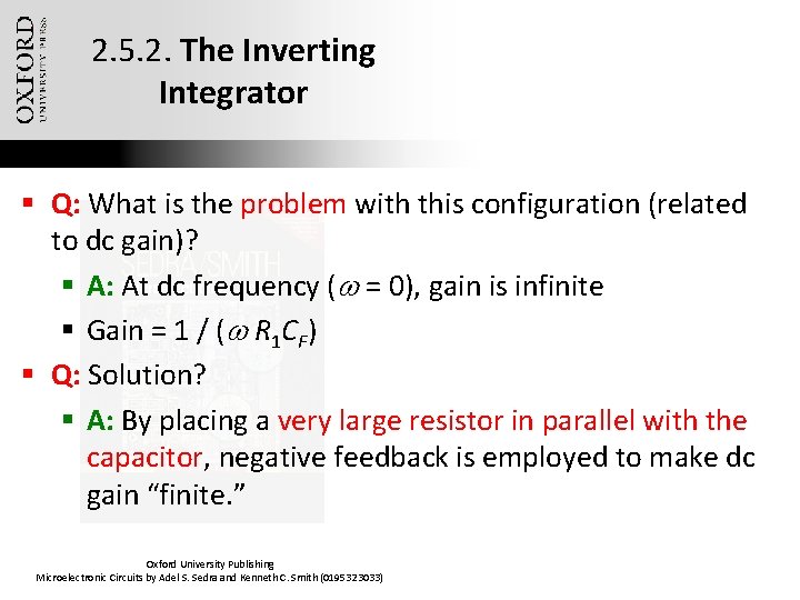 2. 5. 2. The Inverting Integrator § Q: What is the problem with this