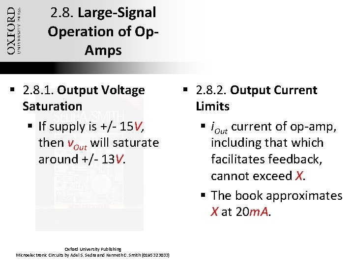 2. 8. Large-Signal Operation of Op. Amps § 2. 8. 1. Output Voltage Saturation