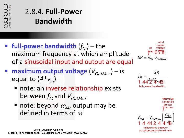 2. 8. 4. Full-Power Bandwidth § full-power bandwidth (f. M) – the maximum frequency