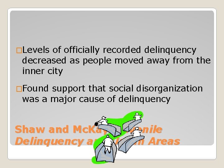�Levels of officially recorded delinquency decreased as people moved away from the inner city