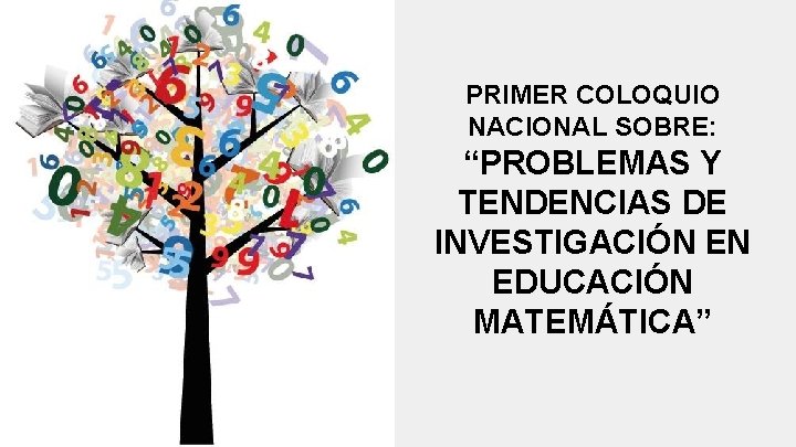 PRIMER COLOQUIO NACIONAL SOBRE: “PROBLEMAS Y TENDENCIAS DE INVESTIGACIÓN EN EDUCACIÓN MATEMÁTICA” 