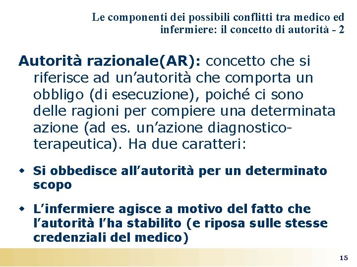 Le componenti dei possibili conflitti tra medico ed infermiere: il concetto di autorità -