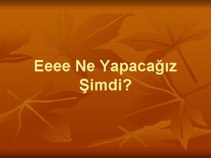 Eeee Ne Yapacağız Şimdi? 