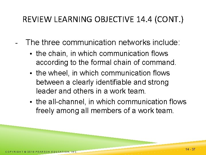REVIEW LEARNING OBJECTIVE 14. 4 (CONT. ) - The three communication networks include: •