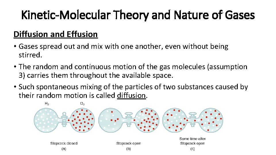 Kinetic-Molecular Theory and Nature of Gases Diffusion and Effusion • Gases spread out and