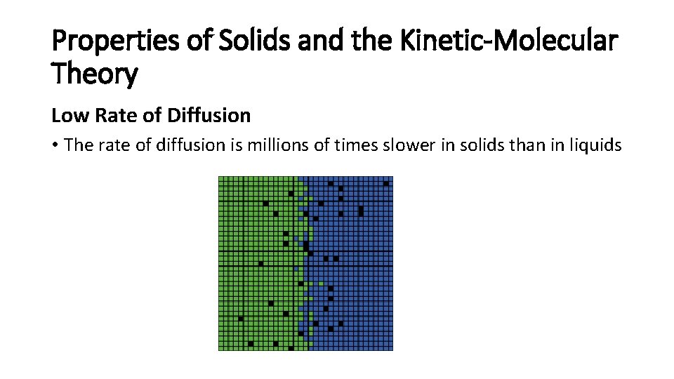 Properties of Solids and the Kinetic-Molecular Theory Low Rate of Diffusion • The rate
