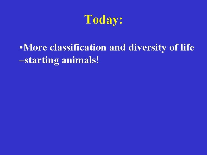 Today: • More classification and diversity of life –starting animals! 