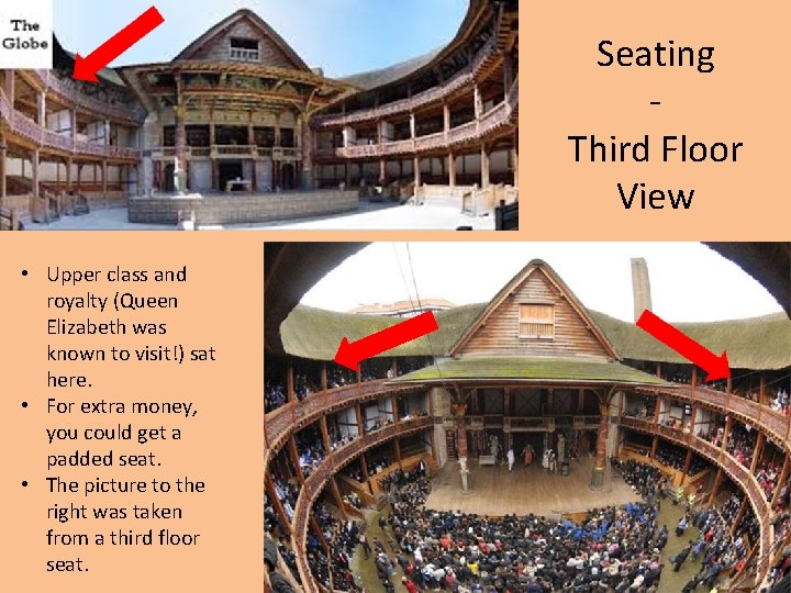 Seating Third Floor View • Upper class and royalty (Queen Elizabeth was known to