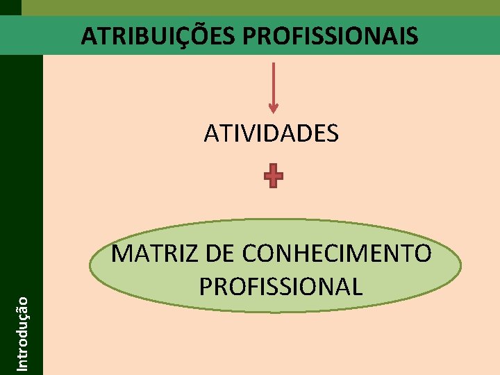 ATRIBUIÇÕES PROFISSIONAIS Introdução ATIVIDADES MATRIZ DE CONHECIMENTO PROFISSIONAL ATRIBUIÇÕES PROFISSIONAIS Introdução ATIVIDADES MATRIZ DE CONHECIMENTO PROFISSIONAL