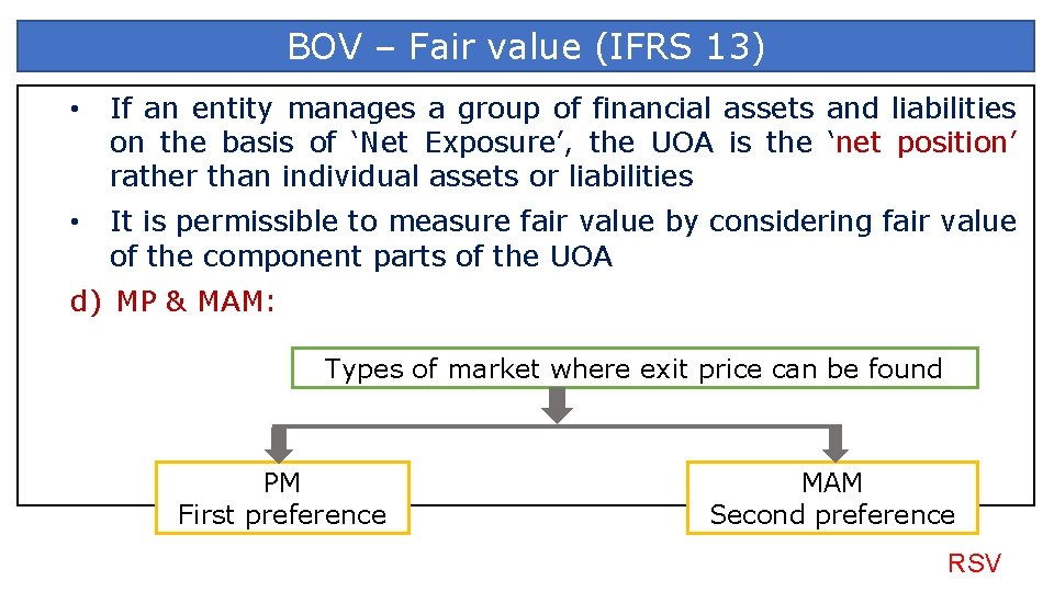 BOV – Fair value (IFRS 13) • If an entity manages a group of