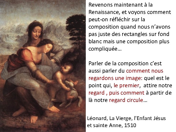 Revenons maintenant à la Renaissance, et voyons comment peut-on réfléchir sur la composition quand