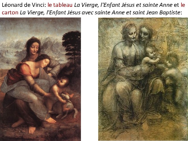 Léonard de Vinci: le tableau La Vierge, l'Enfant Jésus et sainte Anne et le