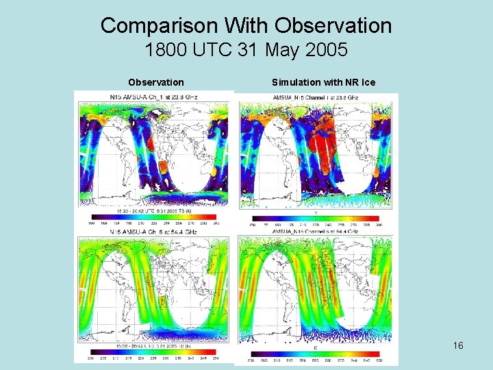 Comparison With Observation 1800 UTC 31 May 2005 Observation Simulation with NR Ice 16