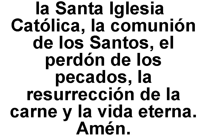 la Santa Iglesia Católica, la comunión de los Santos, el perdón de los pecados,