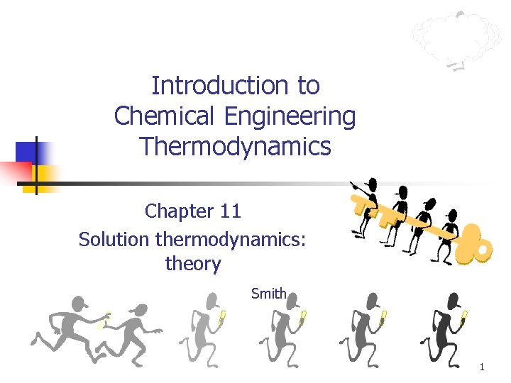 Introduction to Chemical Engineering Thermodynamics Chapter 11 Solution thermodynamics: theory Smith 1 