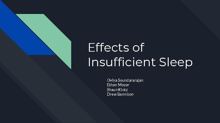 Effects of Insufficient Sleep Oviya Soundararajan Ethan Moyer Shaun Klotz Drew Bennison 