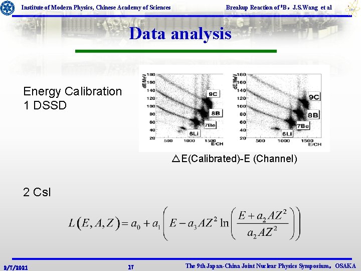 Institute of Modern Physics, Chinese Academy of Sciences Breakup Reaction of 8 B，J. S.