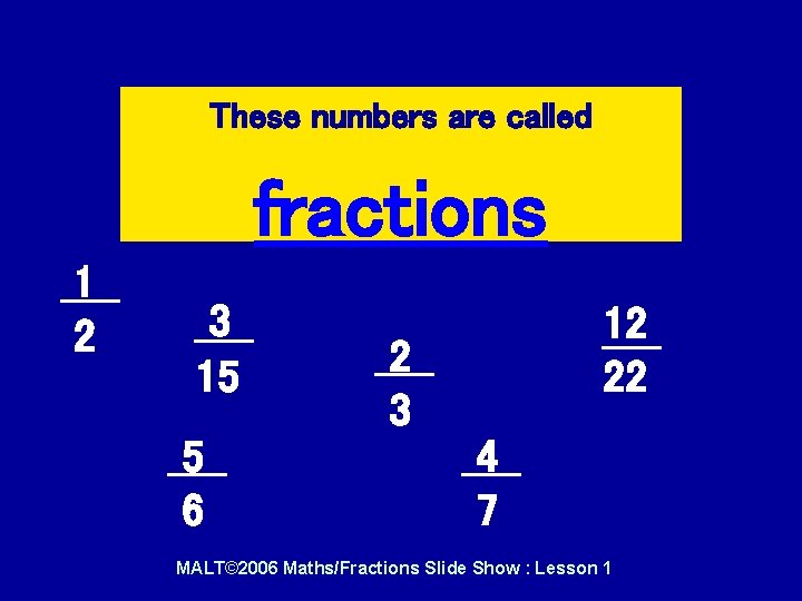These numbers are called fractions 1 2 3 15 5 6 12 22 2 These numbers are called fractions 1 2 3 15 5 6 12 22 2