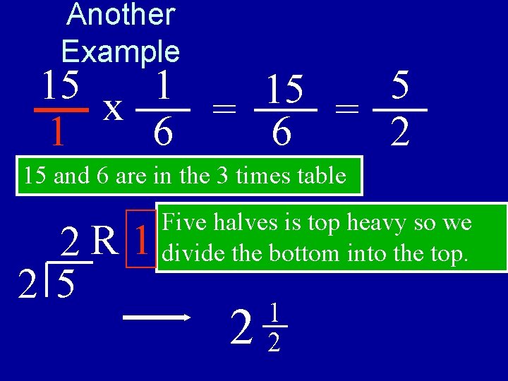 Another Example 15 x 1 5 15 = = 1 6 6 2 15