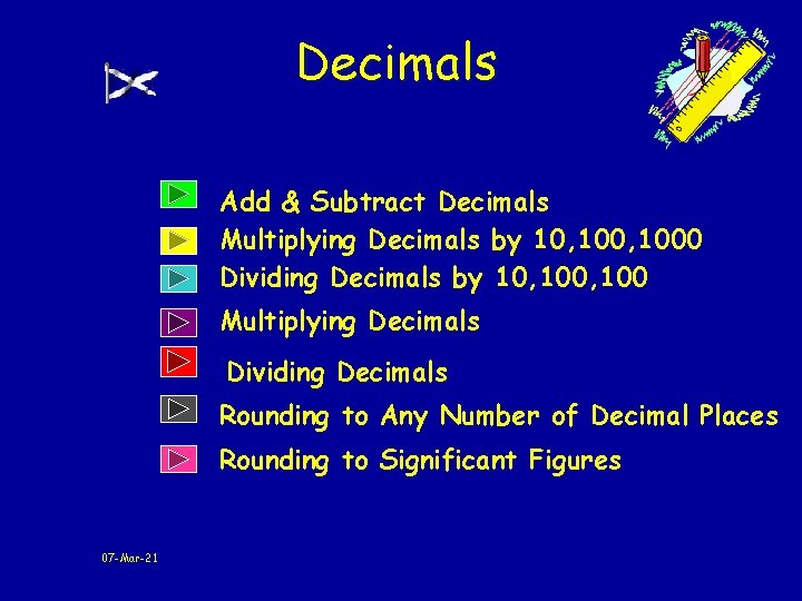 Decimals Add & Subtract Decimals Multiplying Decimals by 10, 1000 Dividing Decimals by 10, Decimals Add & Subtract Decimals Multiplying Decimals by 10, 1000 Dividing Decimals by 10,