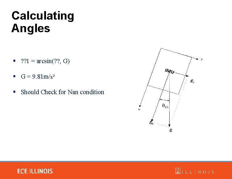Calculating Angles ? ? 1 = arcsin(? ? , G) G = 9. 81
