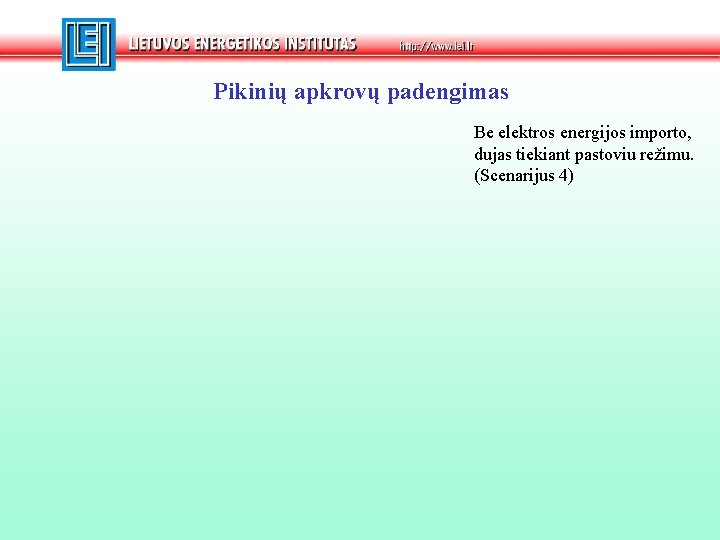 Pikinių apkrovų padengimas Be elektros energijos importo, dujas tiekiant pastoviu režimu. (Scenarijus 4) 