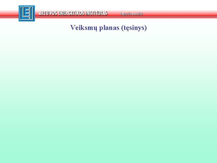 Veiksmų planas (tęsinys) 