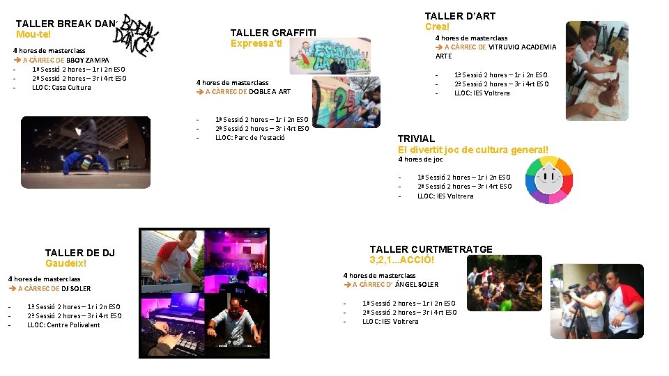 TALLER BREAK DANCE Mou-te! 4 hores de masterclass A CÀRREC DE BBOY ZAMPA 1ª